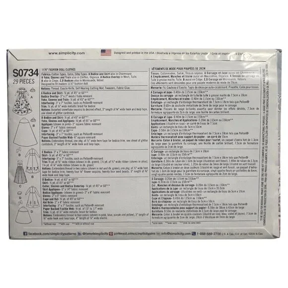 Disney Frozen Simplicity Sewing Pattern 0734 1234 Fashion Doll Clothes 11.5” - Picture 7 of 7